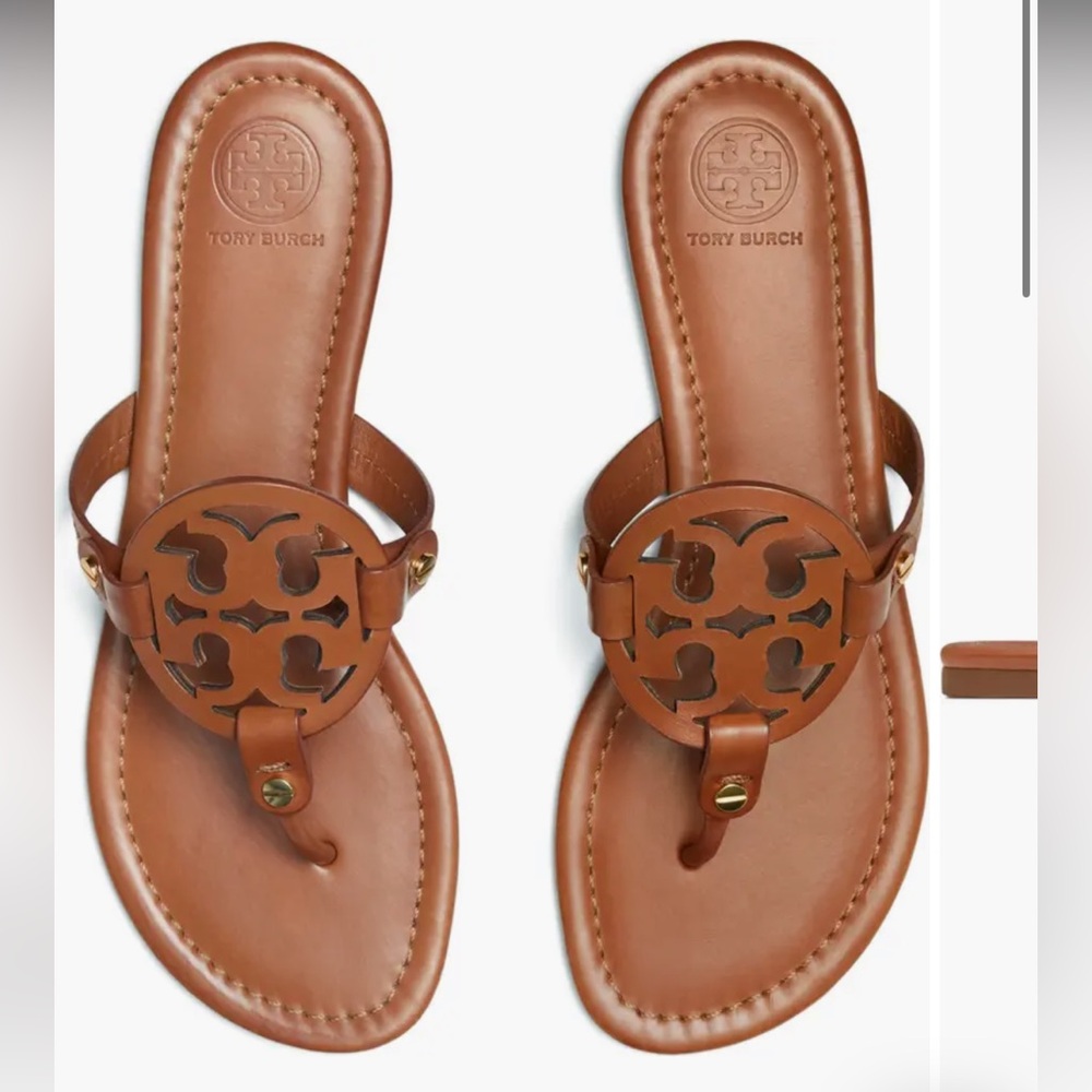 Tory Burch Miller Sandals Vintage Vachetta. Sz 9.